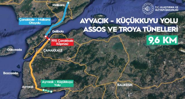 Assos ve Troya tünelleri açıldı! 50 dakikalık yol beş dakikaya iniyor