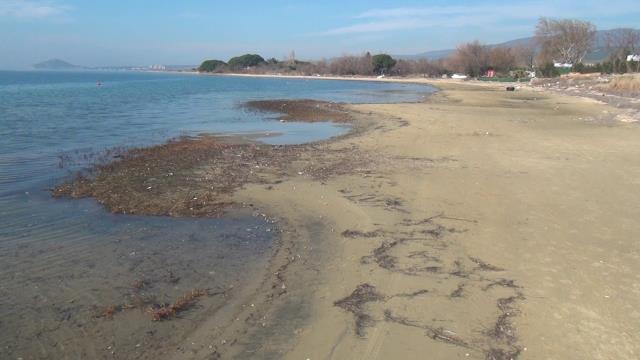 Erdek'te deniz çekildi, antik liman ortaya çıktı