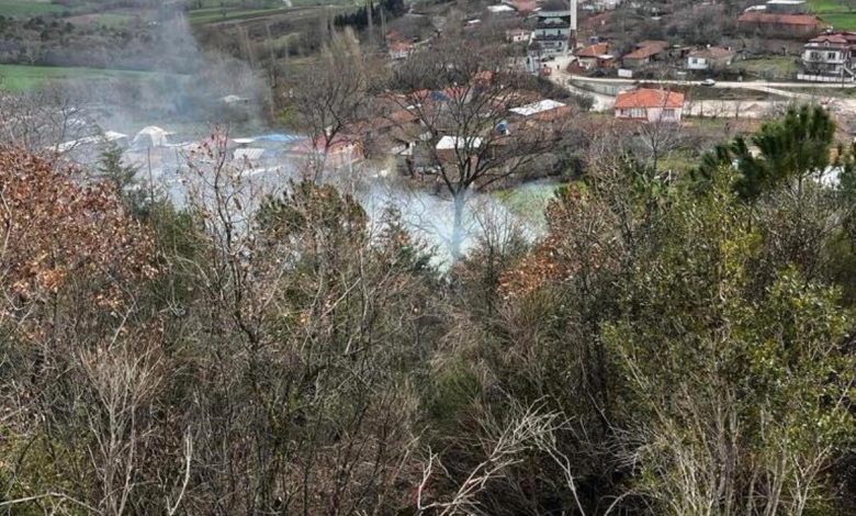 Gönen Yeniakçapınar köyünde orman yangını meydana geldi