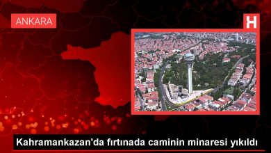 Kahramankazan'da fırtınada caminin minaresi yıkıldı